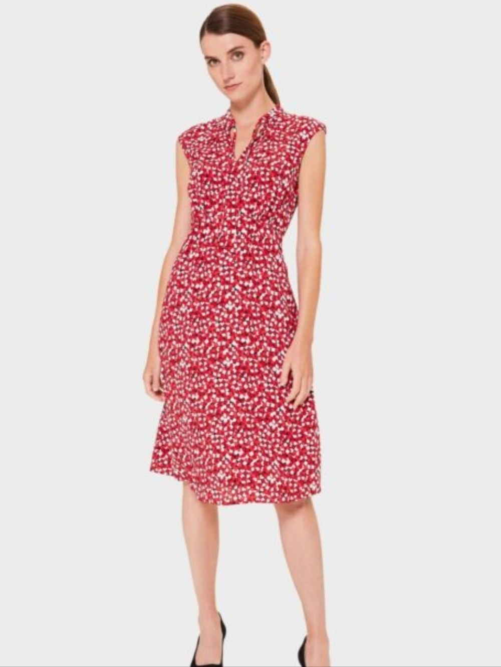 Hobbs London Red Floral  Shift Dress, Sz 2